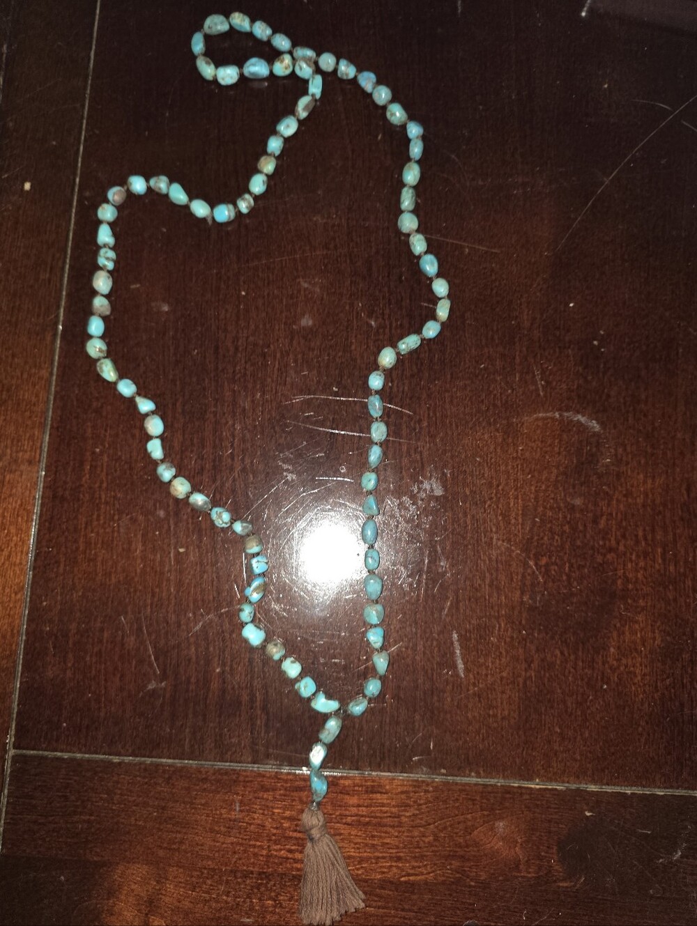 Turquoise Beaded Tassel Necklace - Women Jewelry